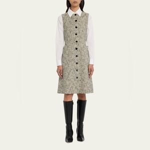 Lafayette 148 New York Sleeveless Button-Down Tweed Midi Dress